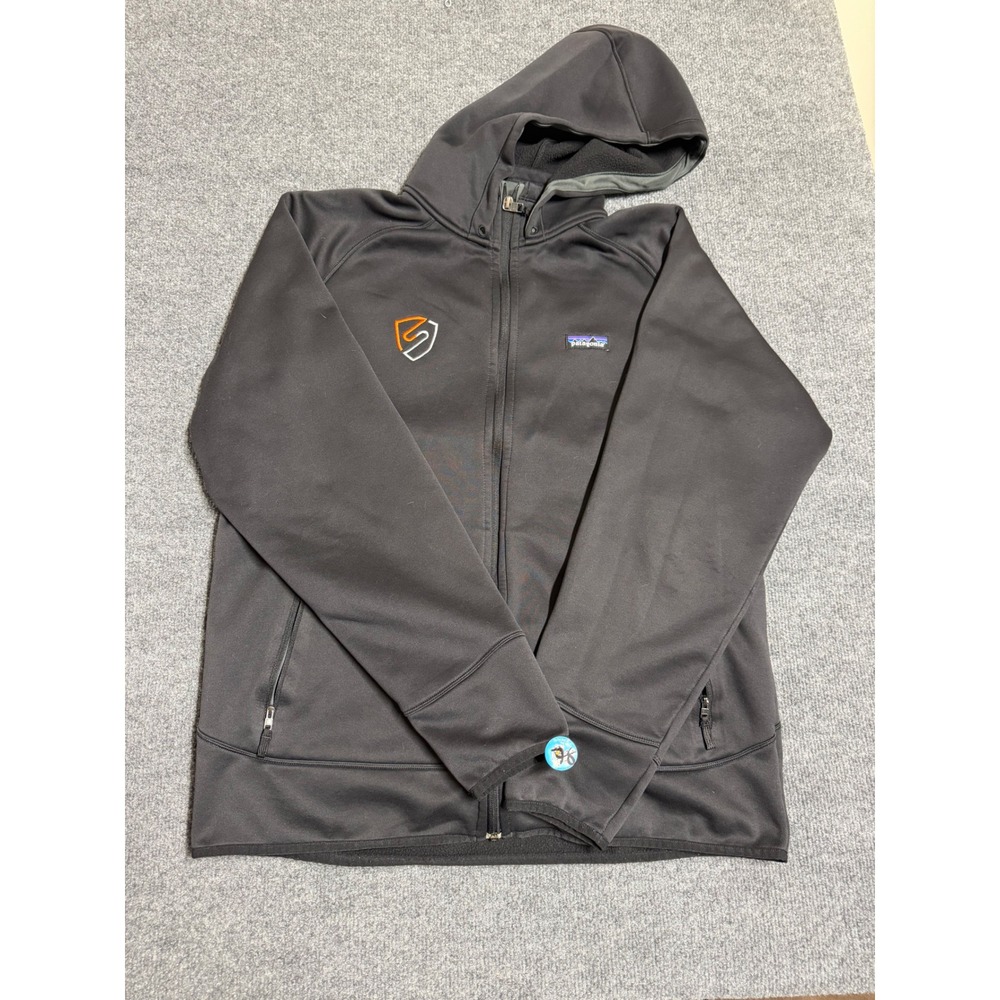 Patagonia Men's Black Fleece Full Zip Hoodie Logo Pockets Size XL